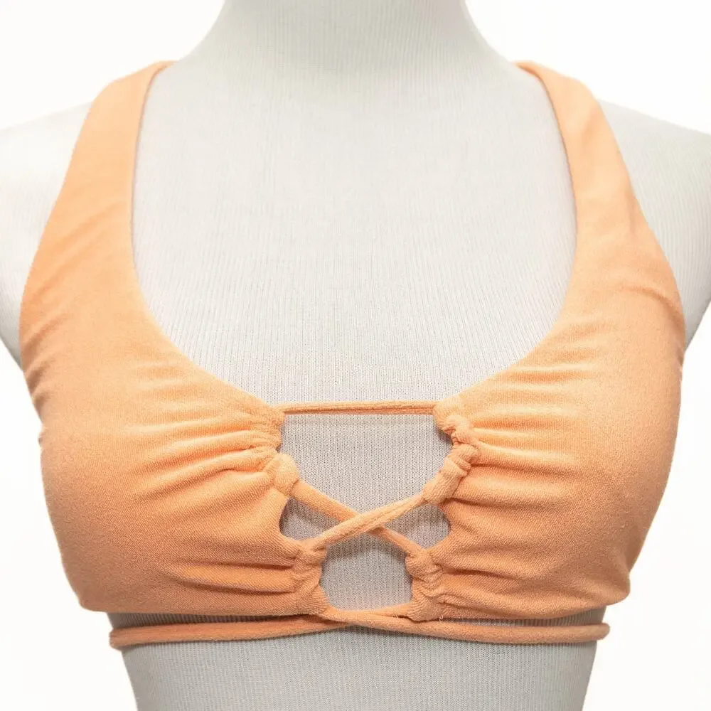 Free People L*Space Tangy Terry Dax Top Cabana Bitsy Bikini Bottom Size Large